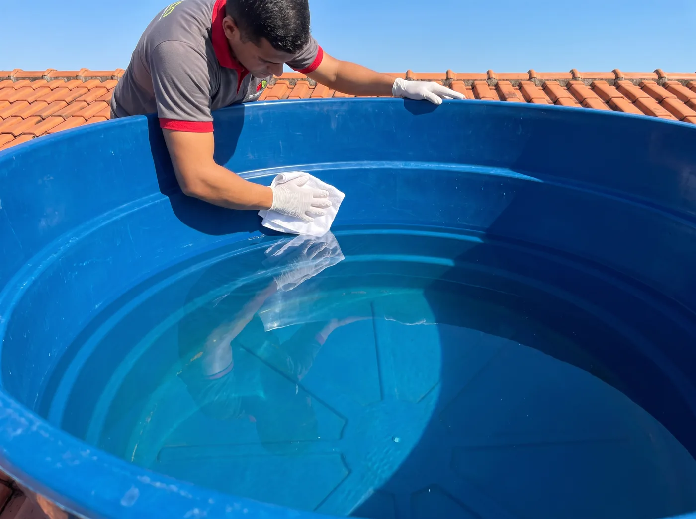 Caixa d'água depois da higienização